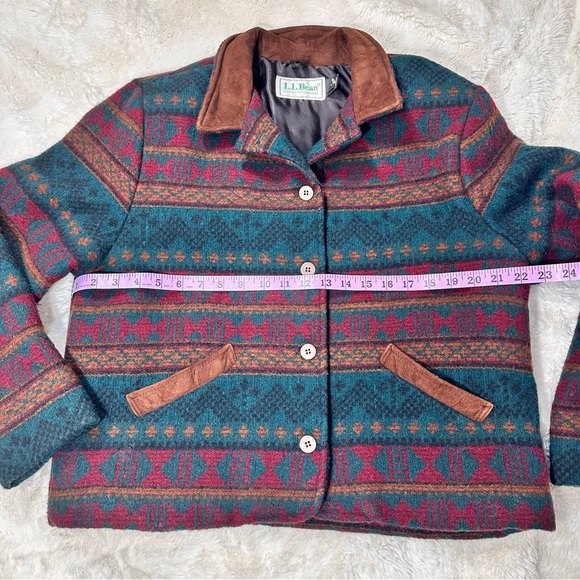 Vintage 90s Ll Bean Women’s Aztec Tribal Wool  Jacket USA Large Western Cowgirl - Picture 4 of 7
